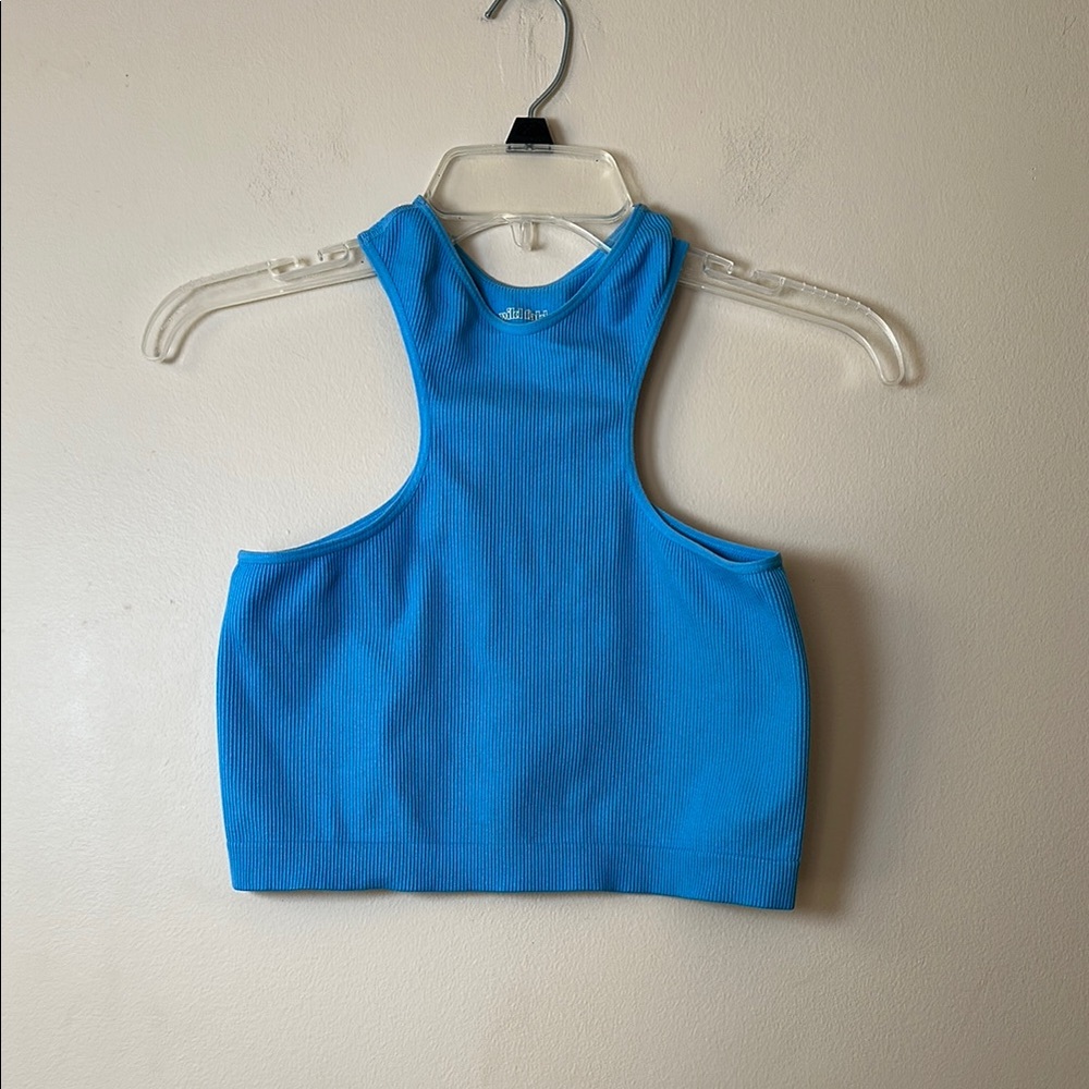 Wild Fable Light Blue High Neck Racerback Crop Top Tank Size Small
